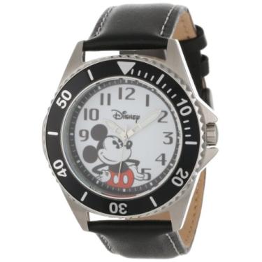 Imagem de Disney Relógio masculino W000518 Mickey Mouse Honor com pulseira de couro, Preto, Relógios Infantis