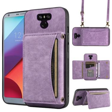 Imagem de Capa de telefone para LG G6 Capa carteira com alça de ombro transversal e suporte de cartão de crédito de couro acessórios para celular LGG6 ThinQ LG6 Thin Q G 6 Plus G6+ 6G VS988 H872 Mulheres