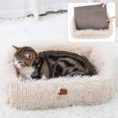 Imagem de Salão arranhador para gatos, caixa arranhadora de gatos com papelão removível, cama retangular para gatos com papelão ondulado, almofada grande para proteção de móveis, brinquedo de treinamento para