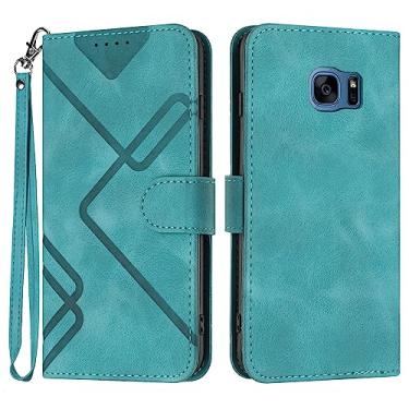 Imagem de Mavis's Diary Capa flip para Samsung Galaxy S7 carteira, homens mulheres elegante couro PU capa protetora bumper porta-cartões magnético dobrável com cordão (azul-petróleo)