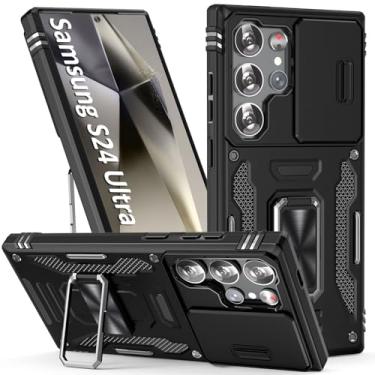 Imagem de SEFING Capa para Samsung Galaxy S 24 Ultra com capa para lente da câmera, com suporte de anel, suporte magnético para carro, para Samsung Galaxy S24 Ultra (preto)