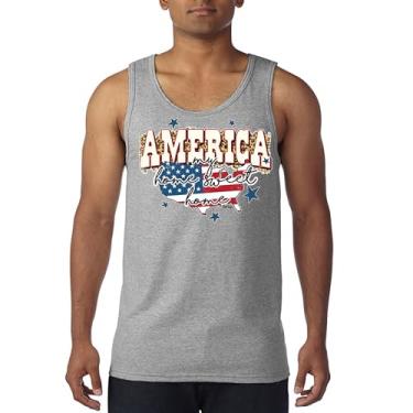 Imagem de Camiseta regata masculina America My Home Sweet Home 4th of July Stars and Stripes Pride American Dream Patriotic USA Flag, Cinza, G