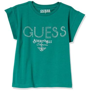Imagem de GUESS Camisa Beverly Hills de Algodão Orgânico para Meninas, Pedra opala verde, 14 Anos