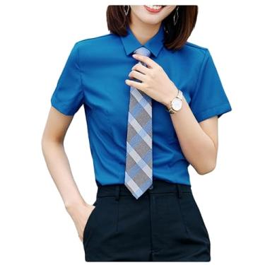 Imagem de Dressnu Camisas de trabalho masculinas e femininas com a mesma camisa profissional de manga curta, Azul royal masculino, 6G