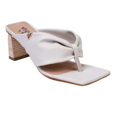 Imagem de Sandália Feminina Salto Bloco Bico Quadrado Collab - Off White 35