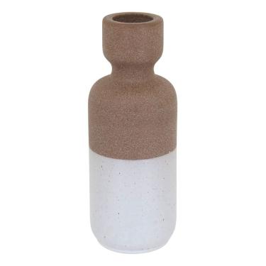 Imagem de CASTIÇAL CERÂMICA 26x10x10cm BEGE DECORATIVO PORTA VELA