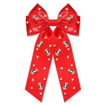 Imagem de Laço de cabelo de futebol para mulheres, dia de jogo, presilhas de cabelo esportivas, pingentes de futebol, acessórios de cabelo, lembrancinhas de festa para fãs de futebol