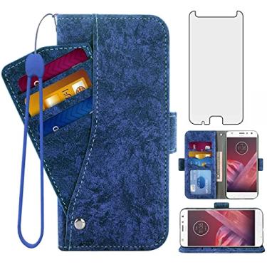 Imagem de Asuwish Capa carteira compatível com Moto Z2 Play, protetor de tela de vidro temperado, suporte magnético, flip para celular Motorola MotoZ2Play Droid MotoZ2 2Play Z 2 2Z Z2play, feminino, masculino,