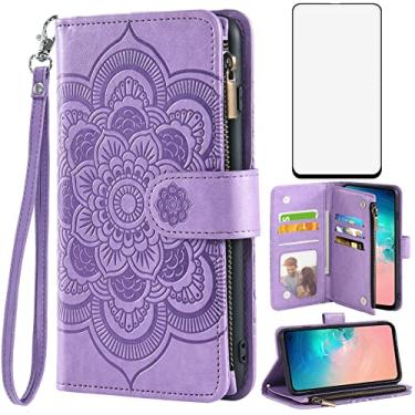 Imagem de Asuwish Capa carteira compatível com Samsung Galaxy S10e e protetor de tela de vidro temperado flor couro flip porta-cartão capa para celular para Glaxay S 10e Gaxaly 10se Galaxies Se10 mulheres