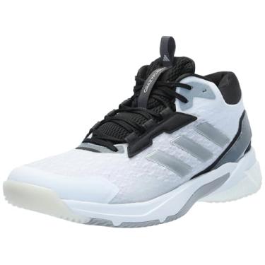 Imagem de adidas Crazyflight 5 Mid Tênis feminino para ambientes internos, Branco/Prata metálica/Preto, 7