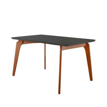 Imagem de Mesa De Jantar Paris Madeira Maciça 140x80cm Tampo Retângular Vidro Móveis Minas Cor Preto