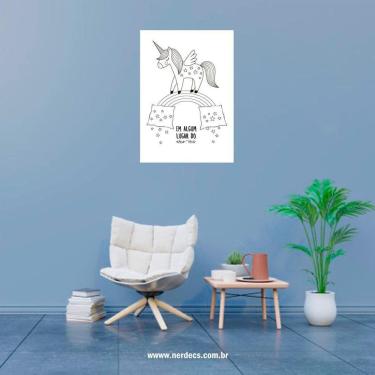 Imagem de Placa Decorativa Frase Em Algum Lugar Do Arco-Íris Infantil