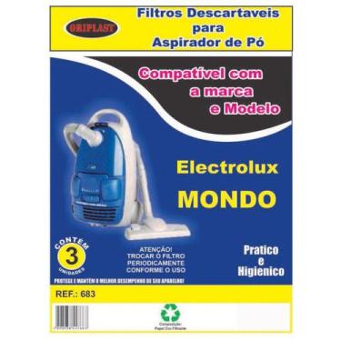 Imagem de 3 Sacos Descartáveis para Aspirador de Pó Electrolux Mondo - Oriplast 