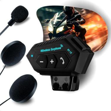 Imagem de Fone de ouvido Sem fio Com Microfone Capacete Intercomunicador BT12 Fo