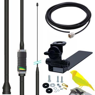 Imagem de Antena Px Mini Canarinho Black Caminhonete Carroceria Cabo 5,5m Parafu