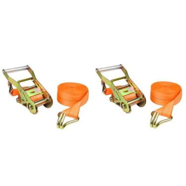 Imagem de Kit 2 catraca + 2 cinta amarração 1,5t x 9m x 50mm rabicho j - OMEGA