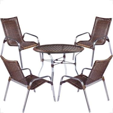 Imagem de Conjunto 4 Cadeiras e Mesa Alta Alumínio Para Área Externa Fortaleza F