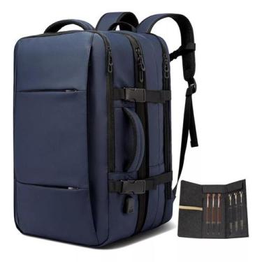 Imagem de Mochila Executiva P/ Viagem Expansível USB D'agua 27-45L - Pluggei, Az