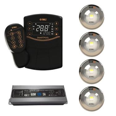 Imagem de 4x led rgbw 15w tholz + fonte 60w +  smartpool, 15W