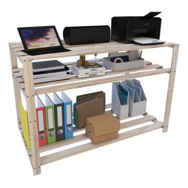 Imagem de Escritorio Organizado Estante De Madeira Natural Aparador - Technox