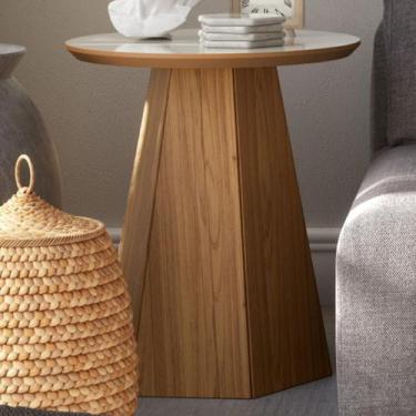 Imagem de Mesa de Canto 50cm 100% Mdf Off White/Freijo Tb606 - Dalla Costa, Marr