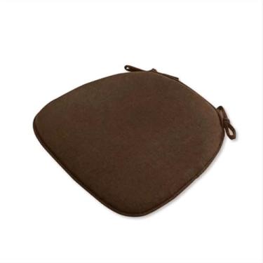 Imagem de DSUTMLE Almofada de assento antiderrapante com laços almofada de cadeira de linho de algodão quatro estações cor sólida respirável cor sólida almofada para cadeira de escritório, cadeira de mesa