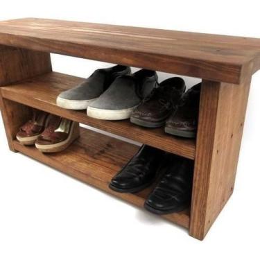 Imagem de Sapateira Banco 2 Prateleiras Madeira - 80X40X25 - Loja Do Pinho, Made
