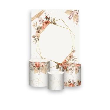 Imagem de Painel De Festa Vertical 1,50 x 2,20 + Trio De Capas Cilindro - Bege c