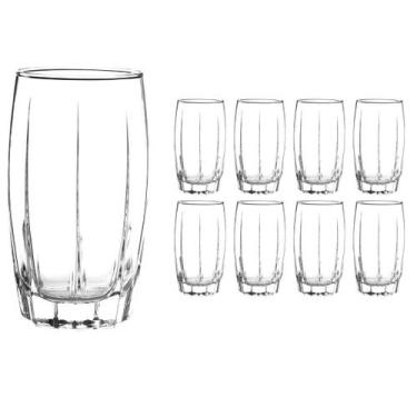 Imagem de kit 8 Copos De Vidro Long Drink 374ML Amadeus transparente - CRISTAR