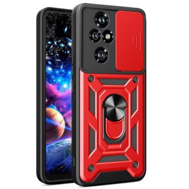 Imagem de Ysnzaq Capa protetora protetora para Honor 200 Pro 5G, grau militar, durável, à prova de choque, com suporte e capa de lente de câmera deslizante para Honor 200 Pro SJ vermelha