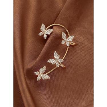 Imagem de Brincos Borboleta Zircão Strass 1 Unid Clipes K-pop Ear Cuff - anjo da