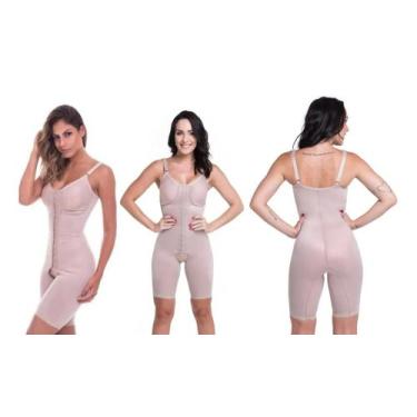 Imagem de Body Cinta Pós Cirúrgica Operatório Colchetes Alça Fecho Frontal Abdom
