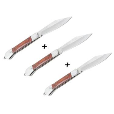 Imagem de Kit 3 Canivetes Xingu XV3284 17,5cm - Cabo Madeira