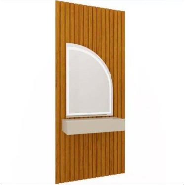 Imagem de Penteadeira Ripado com Espelho com Led 95cm Realeza NaturaleOff White 