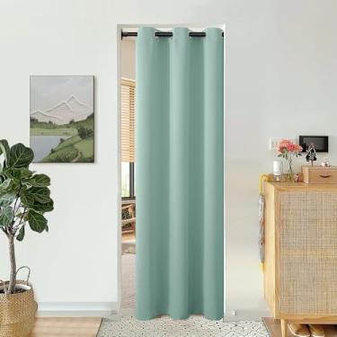 Imagem de BGment Cortina de porta verde gelada de 203 cm de comprimento para entrada, cortina de armário de quarto, divisória de ambiente blackout com isolamento térmico para separação de quarto, 1 painel, 106