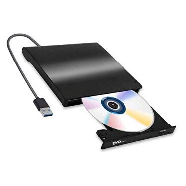 Imagem de Unidade externa de CD/DVD para laptop, USB 3.0 portátil DVD CD+/-RW Drive Slim DVD/CD ROM Gravador Gravador Gravador, Dados de Alta Velocidade