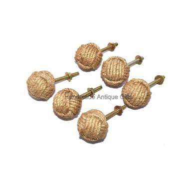 Imagem de 6 puxadores de porta de nó – puxadores de gaveta náuticos – puxadores de gaveta de corda de juta