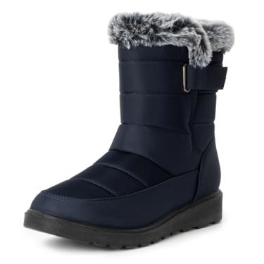 Imagem de Alpine Swiss Lexie Botas de neve femininas | Forro de pele sintética impermeável | Botas quentes e aconchegantes de inverno | Sola antiderrapante | Sapatos elegantes para uso ao ar livre, Azul marino