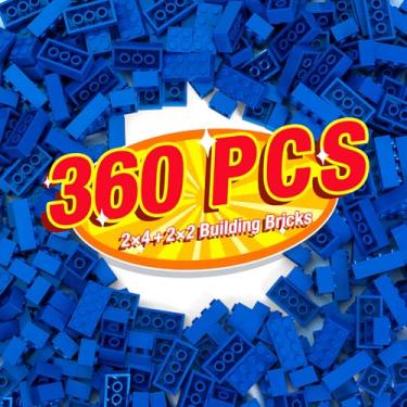 Imagem de MANNIDOO 360 Pieces Building Bricks, Classic Basic Flats Parts and Pieces - 2x4 Brick x200 and 2x2 Brick x160, Moc Building Bulks Compatible with All Major Brands, Blue