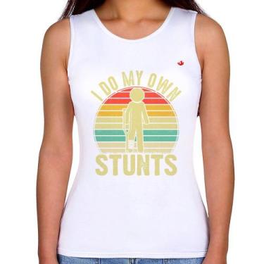Imagem de Regata Feminina I do my own stunts - Foca na Moda, Branco, G