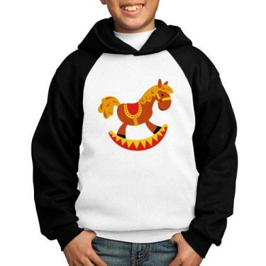 Imagem de Moletom Infantil Cavalo Balanço - Foca na Moda, Branco, Preto, 2