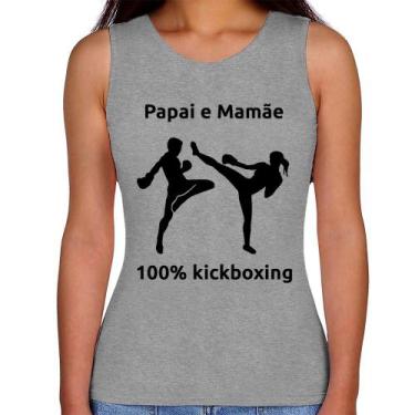 Imagem de Regata Feminina Papai e Mamãe 100% Kickboxing - Foca na Moda, Cinza, G