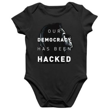 Imagem de Body Bebê Algodão Our Democracy Has Been Hacked - Foca na Moda, Preto,