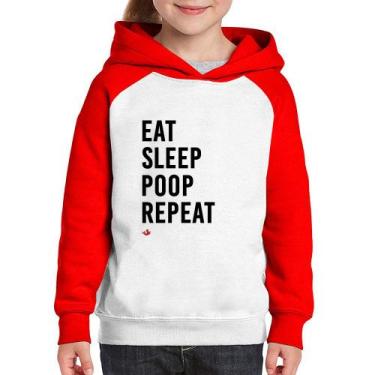 Imagem de Moletom Infantil Eat, Sleep, Poop, Repeat - Foca na Moda, Branco, Verm