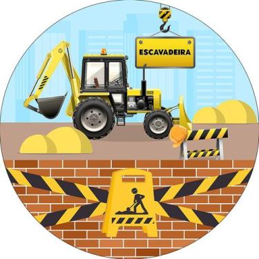 Imagem de Painel De Festa Redondo 1,50x1,50 -  Construção Escavadeira 005 - Via 