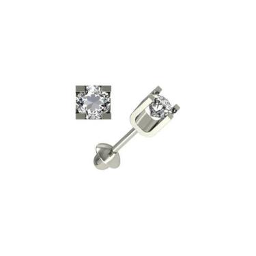 Imagem de Brinco bebe primeiro segundo furo pedra quadrada branca 3.5mm ouro 18k