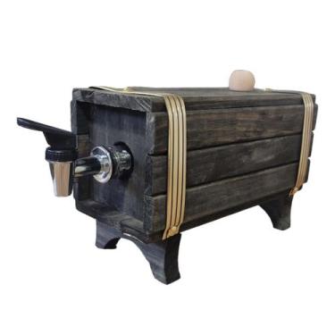 Imagem de Pingometro Barril Tonel Madeira 1 Litro Pequeno Quadrado - Hp Decor