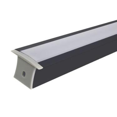 Imagem de Perfil Embutir 36x27mm Alumínio Para Fita LED 1 Metros - I9LED, Preto