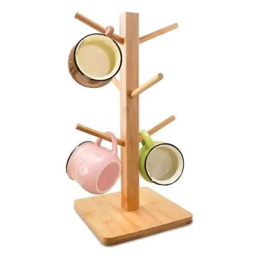 Imagem de Suporte para Xícaras 6 Hastes Bambu Vertical Wincy 35cm