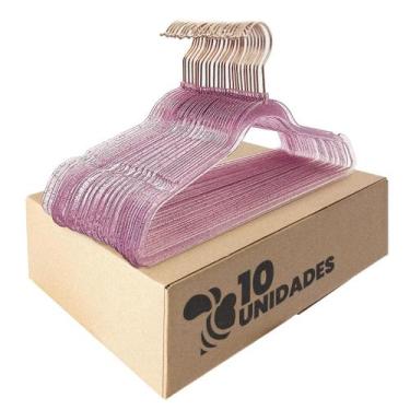 Imagem de Kit 10 Cabides Acrílico Rosa com Glitter e Gancho Rose Gold - ARBORETH